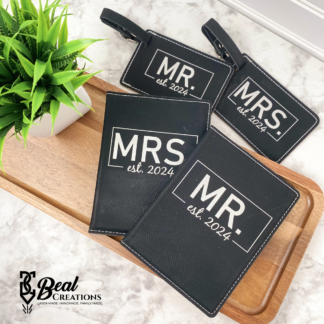 Couples Personalized Passport Holder Luggage Tag Set Mr Mrs Est Year Engagement Wedding Anniversary Honeymoon Gift 1