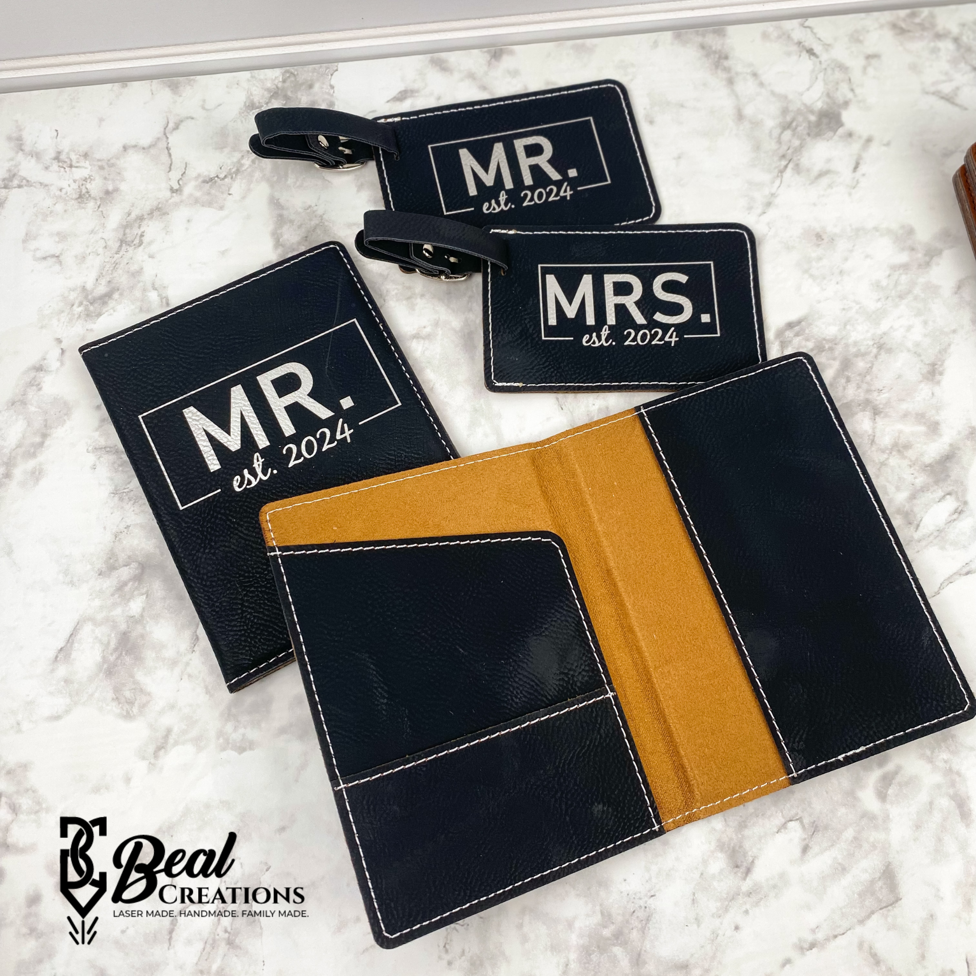 Couples Personalized Passport Holder Luggage Tag Set Mr Mrs Est Year Engagement Wedding Anniversary Honeymoon Gift 2