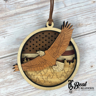 Layered Patriotic Eagle American Flag Wooden Christmas Ornament Home Decor