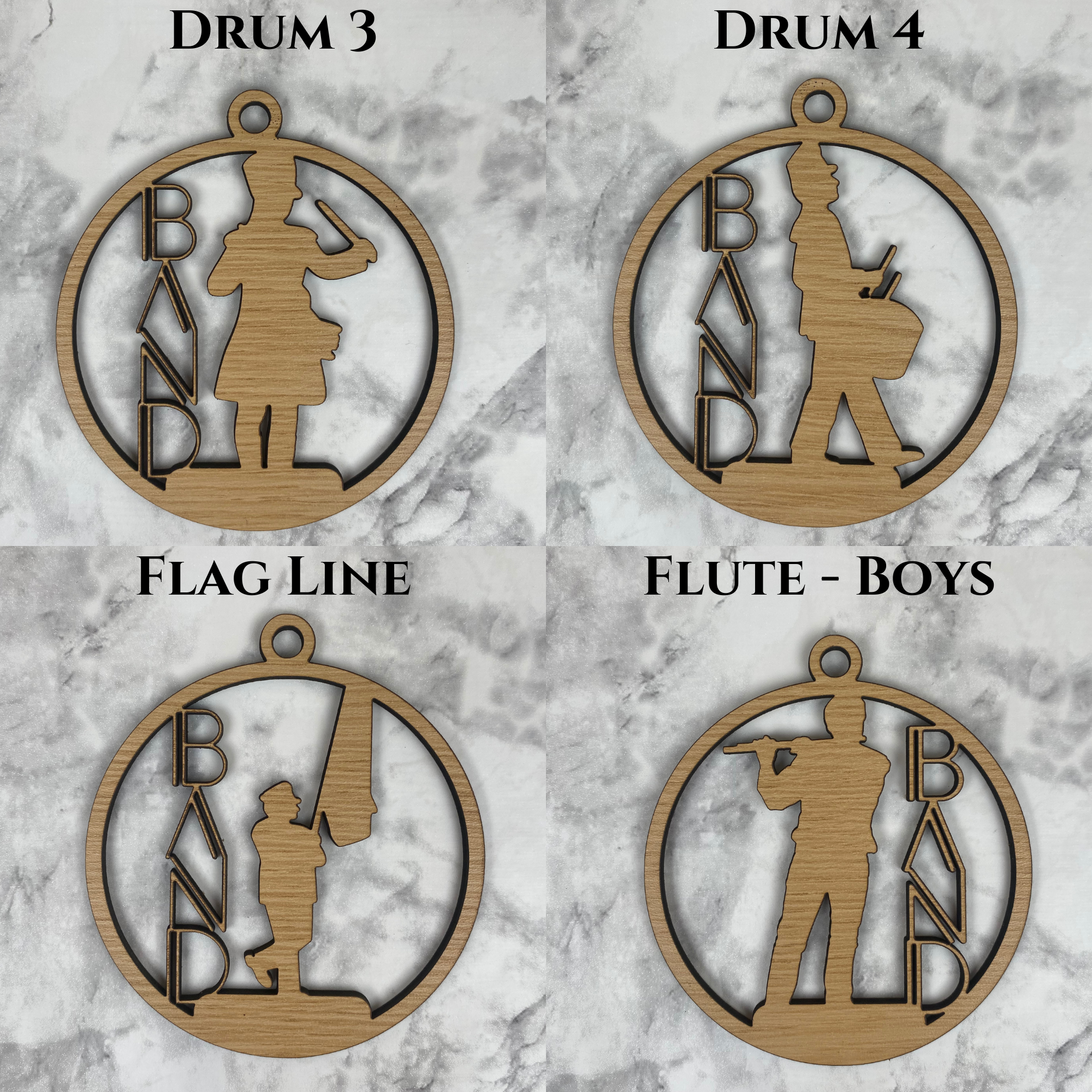 Personalized Marching Band Ornaments for Kids High School Instrument Clarient Oboe Cymbals Drum Flag Line Flute Sax Trombone Trumpet Tuba 4