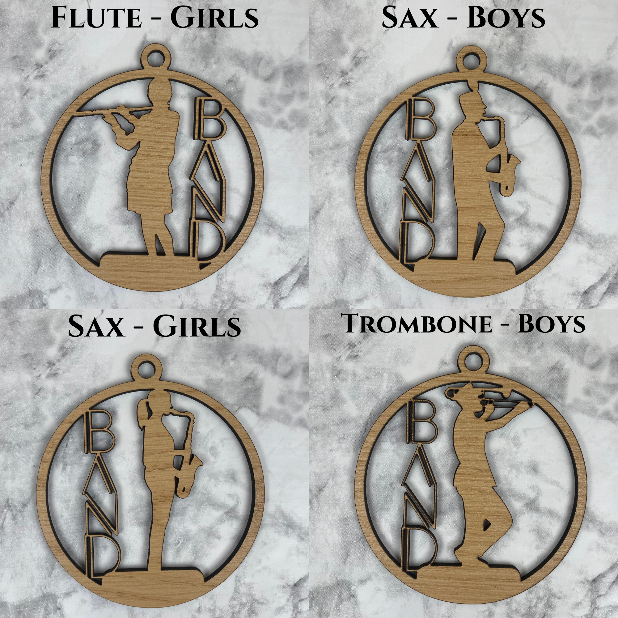 Personalized Marching Band Ornaments for Kids High School Instrument Clarient Oboe Cymbals Drum Flag Line Flute Sax Trombone Trumpet Tuba 5
