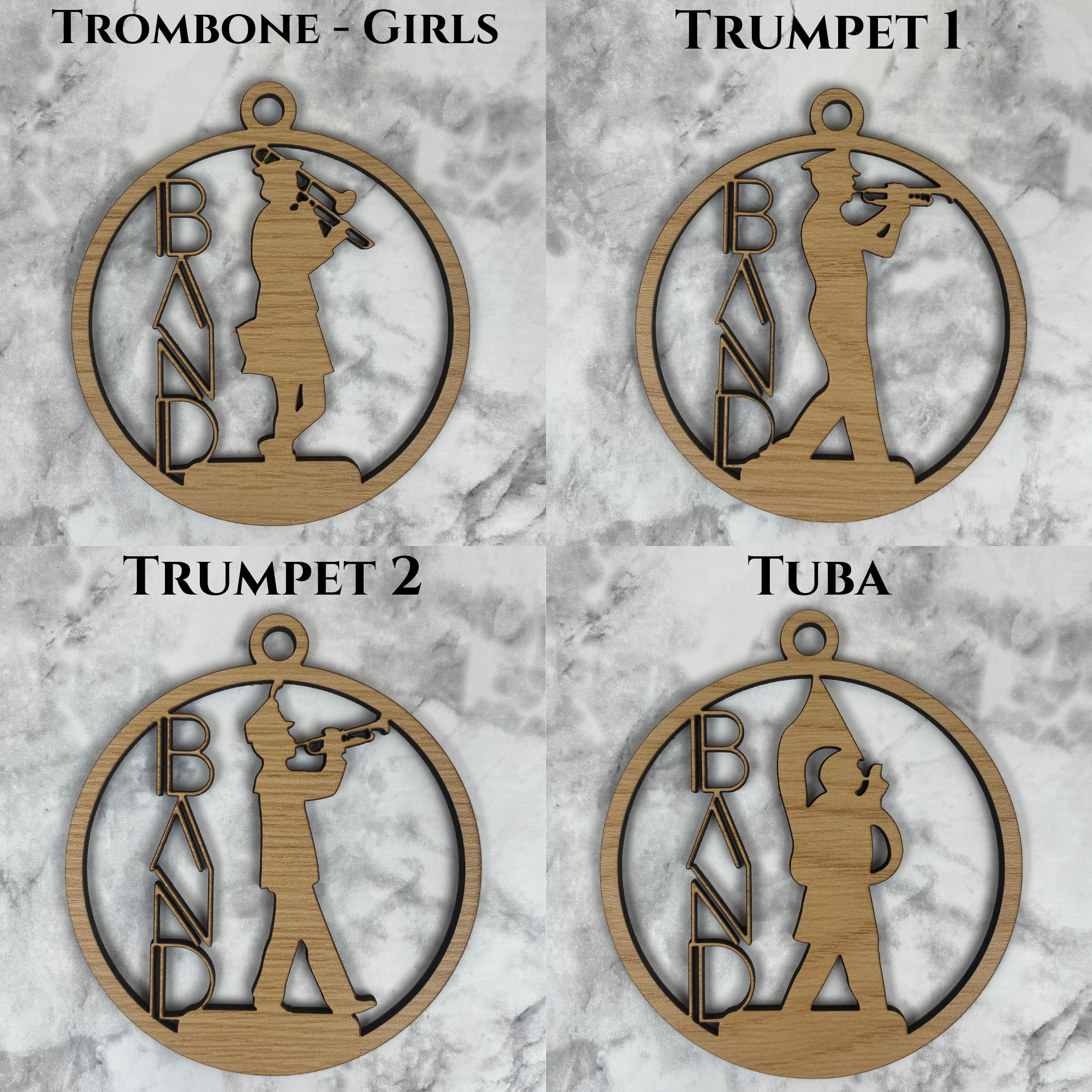 Personalized Marching Band Ornaments for Kids High School Instrument Clarient Oboe Cymbals Drum Flag Line Flute Sax Trombone Trumpet Tuba 6