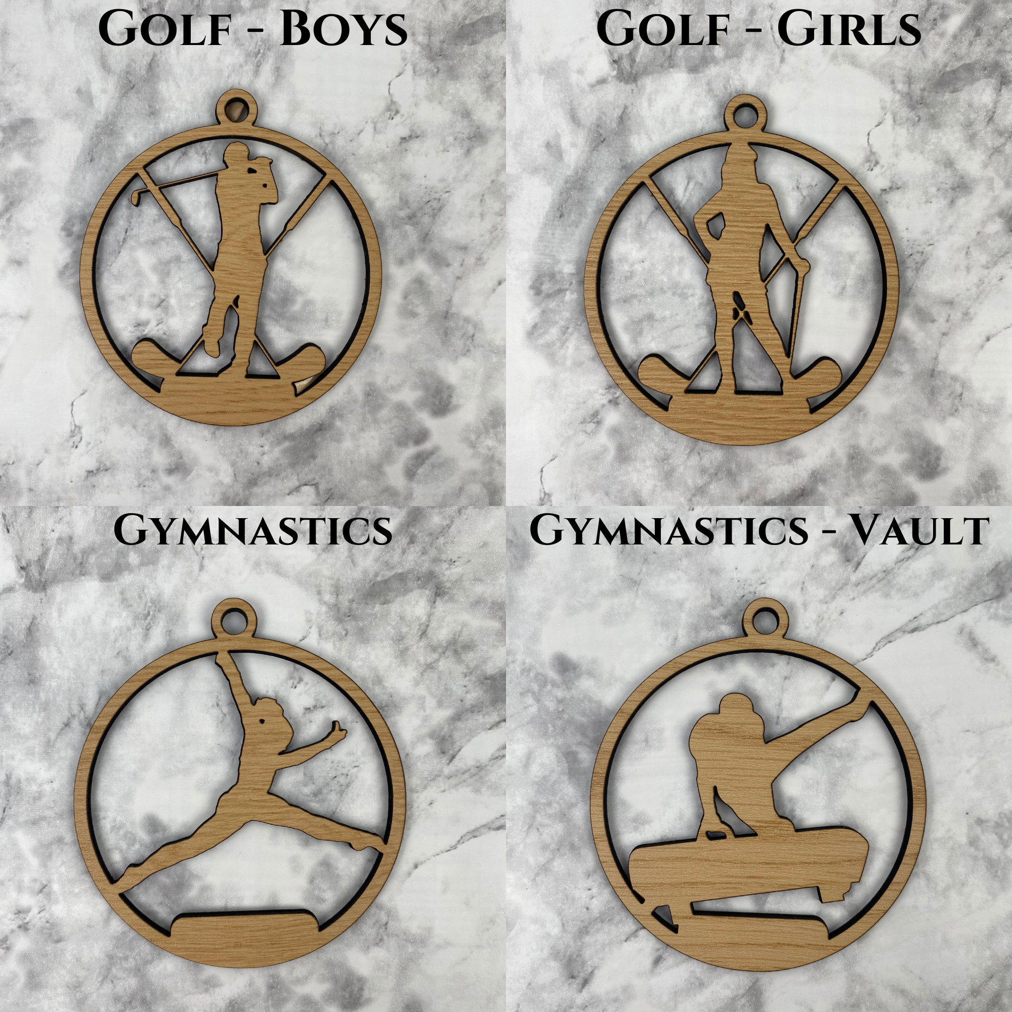 Personalized Sports Ornaments for Kids Team Gift Golf Gymnastics Vault Boys Girls