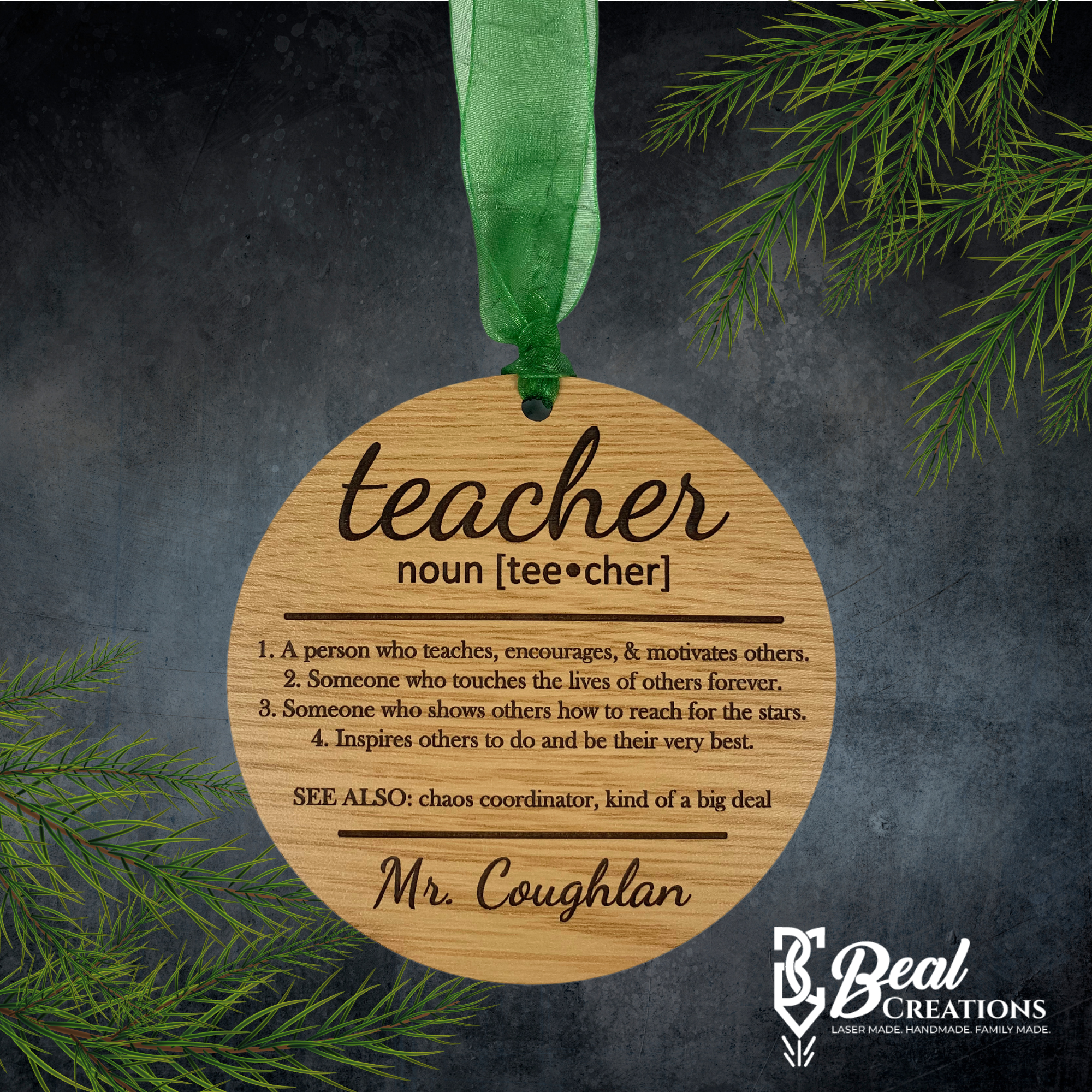 Personalized Teacher Definition Ornament Christmas Gift from Student 1