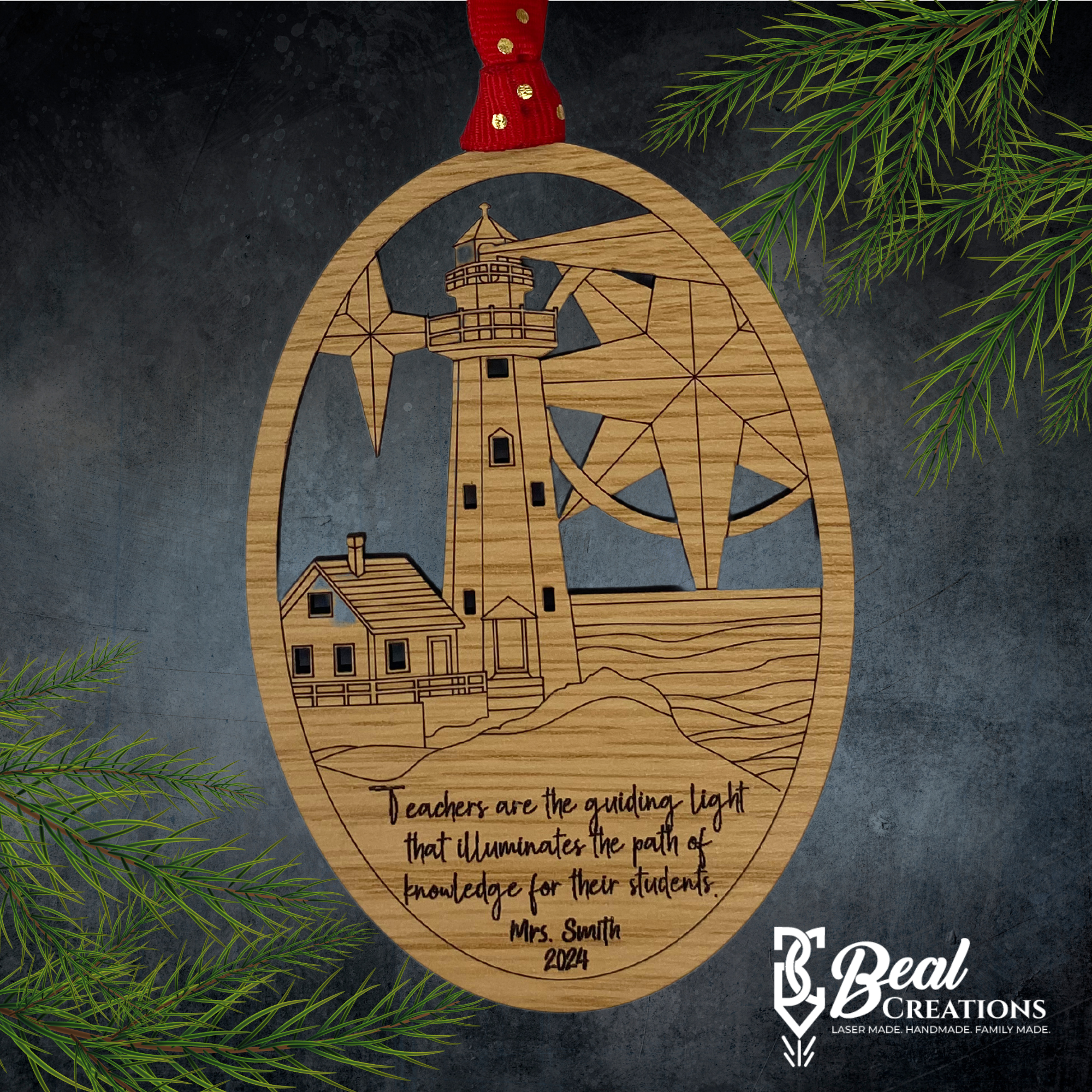 Personalized Teacher Ornament Lighthouse Guiding Light Student Christmas Gift Beautiful Keepsake 1