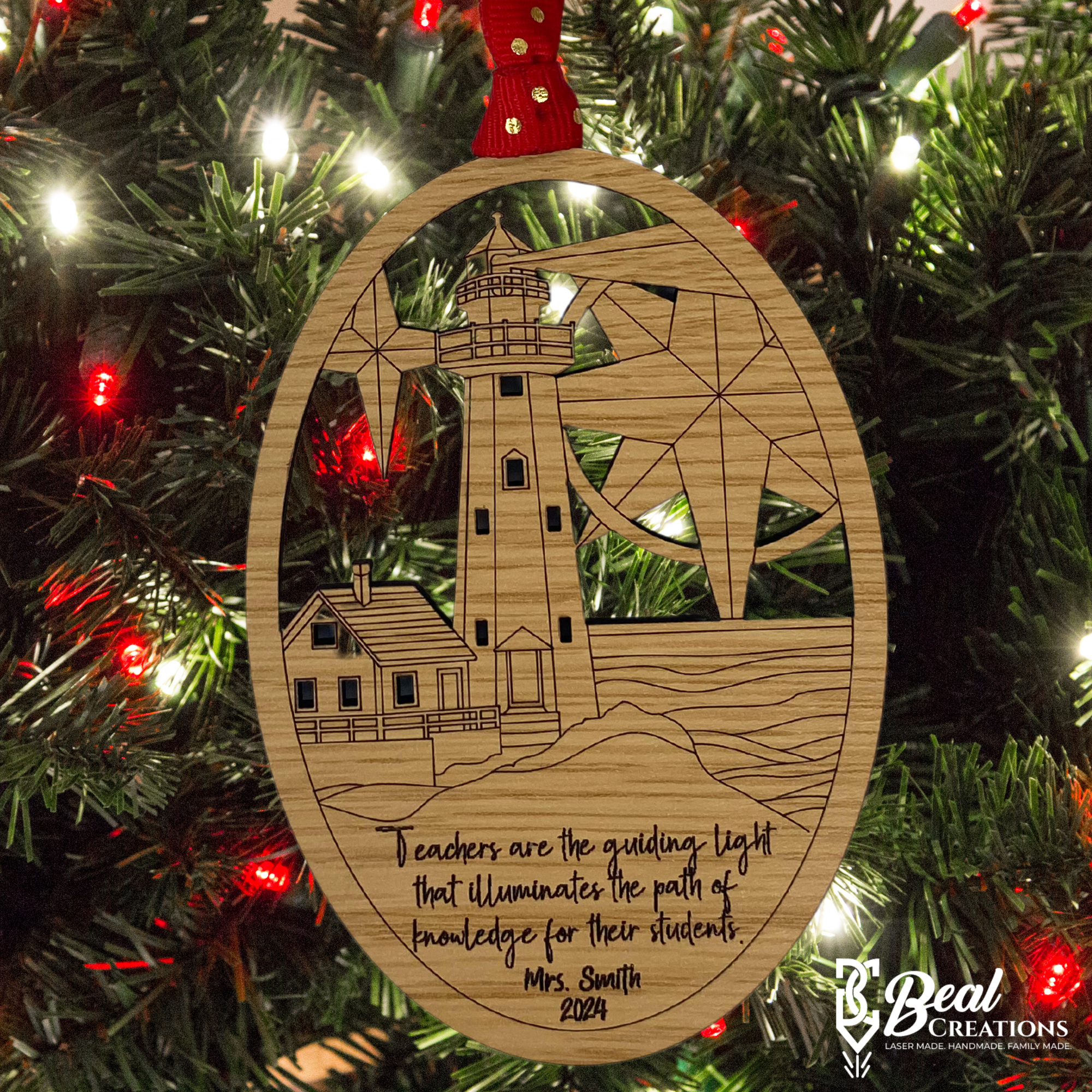 Personalized Teacher Ornament Lighthouse Guiding Light Student Christmas Gift Beautiful Keepsake 2