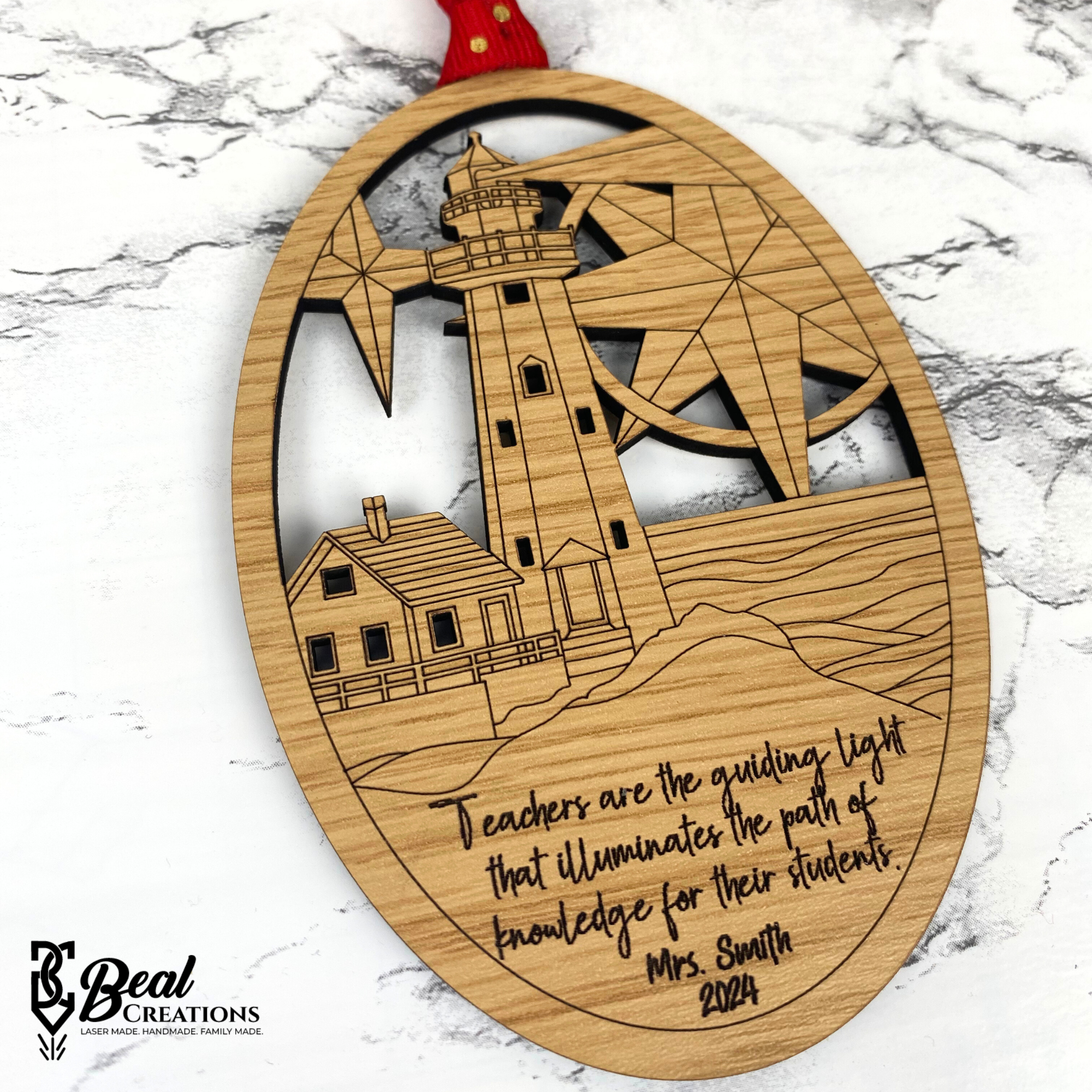 Personalized Teacher Ornament Lighthouse Guiding Light Student Christmas Gift Beautiful Keepsake 3