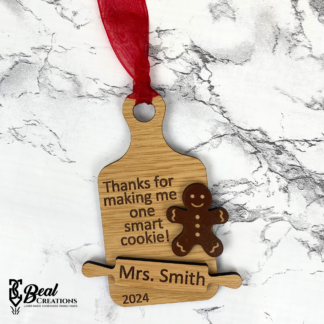 Personalized Teacher Ornament Smart Cookie Thank you Student Christmas Gift Gingerbread Man 3