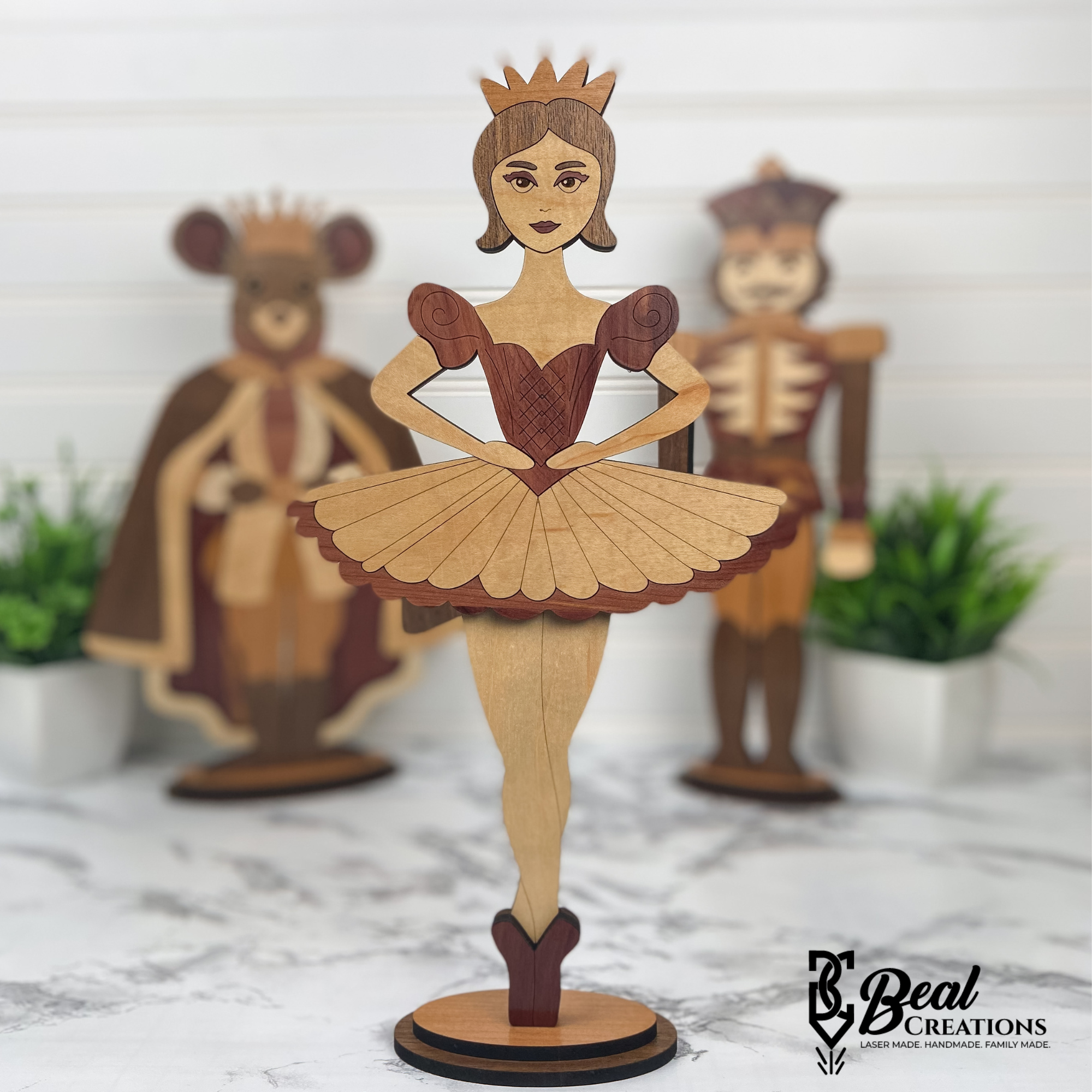 Wooden Nutcracker Ballet Decor Christmas Mantle Decoration Sugar Plum Fairy Mouse King 3