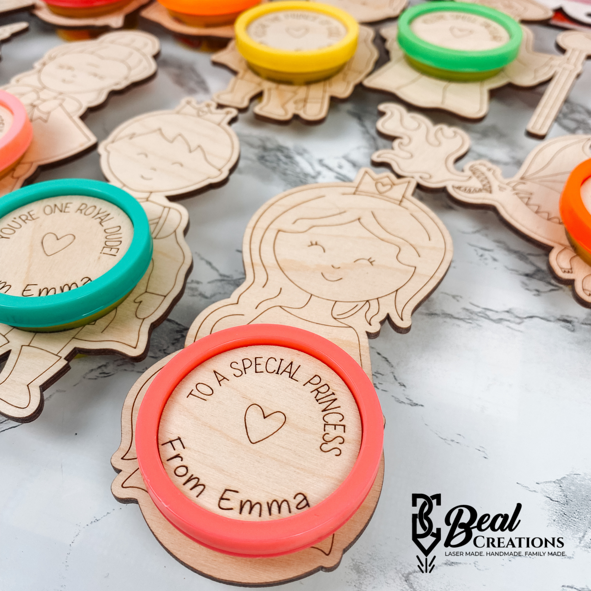 Personalized Kids Play Doh Valentines Party Favors Candy Alternative Classroom Gift Fairy Tale Princess Dragon Knight 3