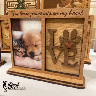 Wooden Pet Frame Photo Picture Dog Cat Pawprints Memorial Gift