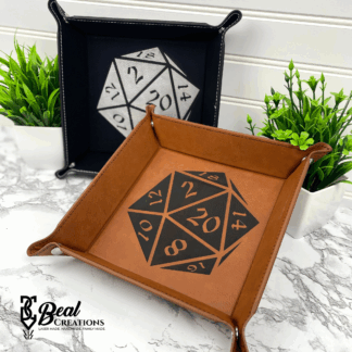 D20 Dice Tray Catch All Leatherette Dungeons and Dragons DnD Gamer Gift 1