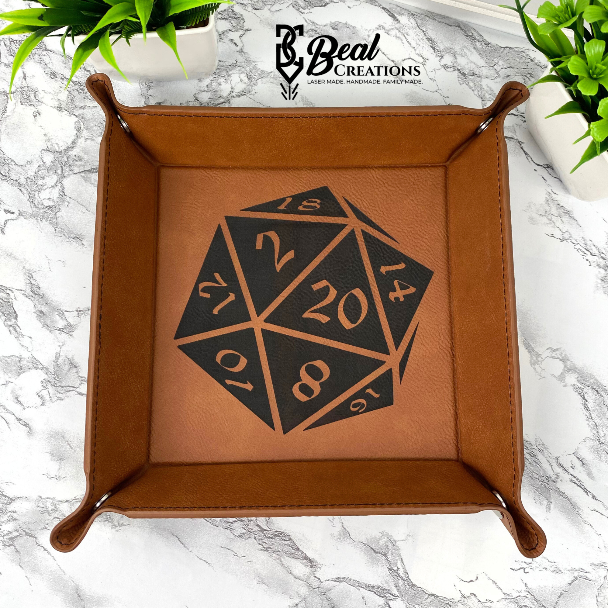 D20 Dice Tray Catch All Leatherette Dungeons and Dragons DnD Gamer Gift 2