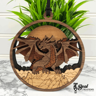 Layered Wooden Dragon Ornament Home Decor Window Display 1