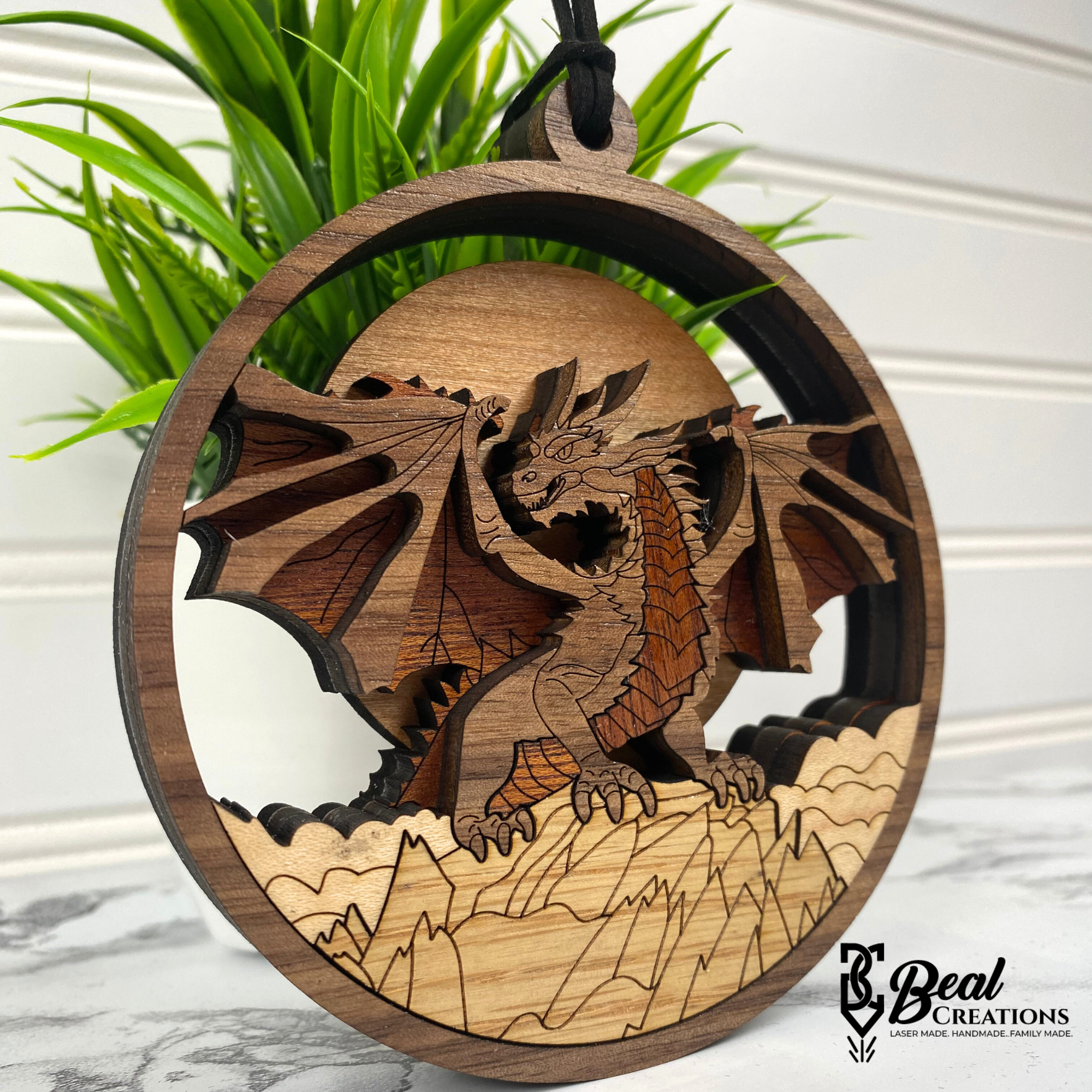 Layered Wooden Dragon Ornament Home Decor Window Display 2