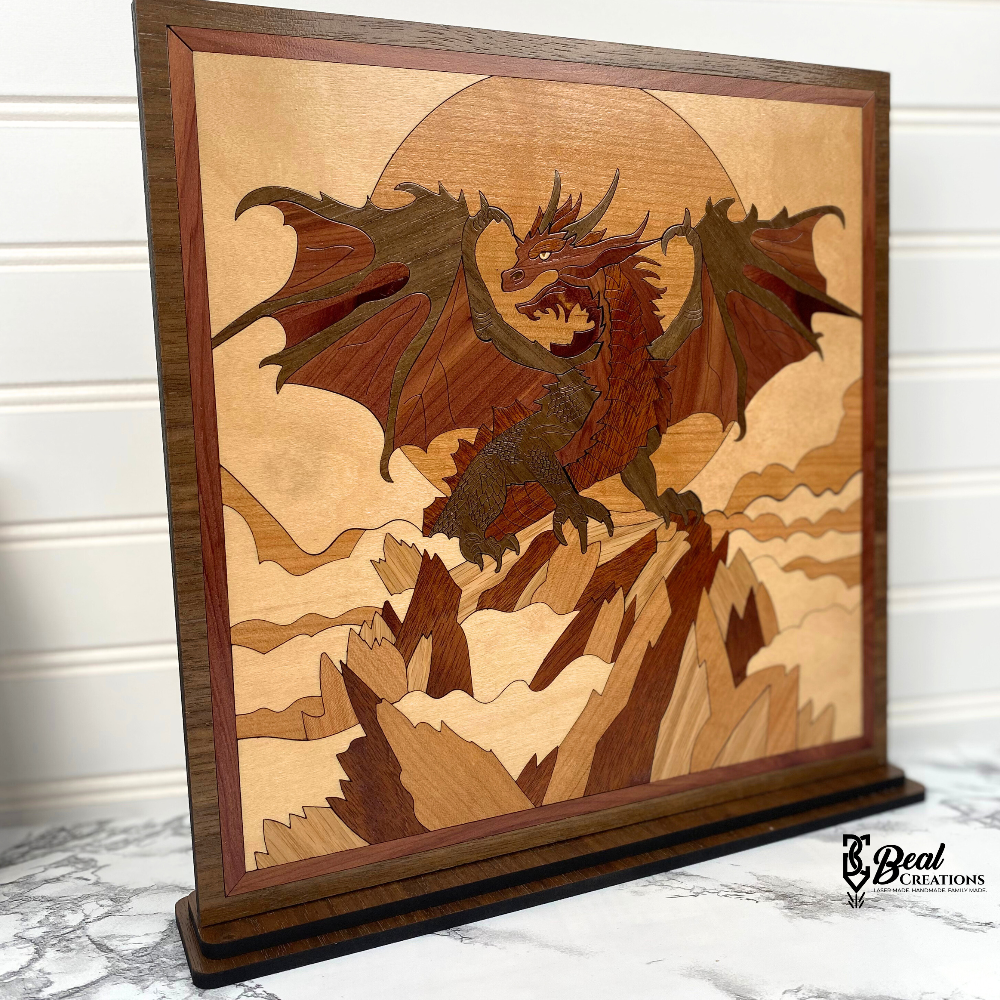 Mini Wooden Dragon Art Shelf Decor Inlay Wood Artisia Marquetry 2