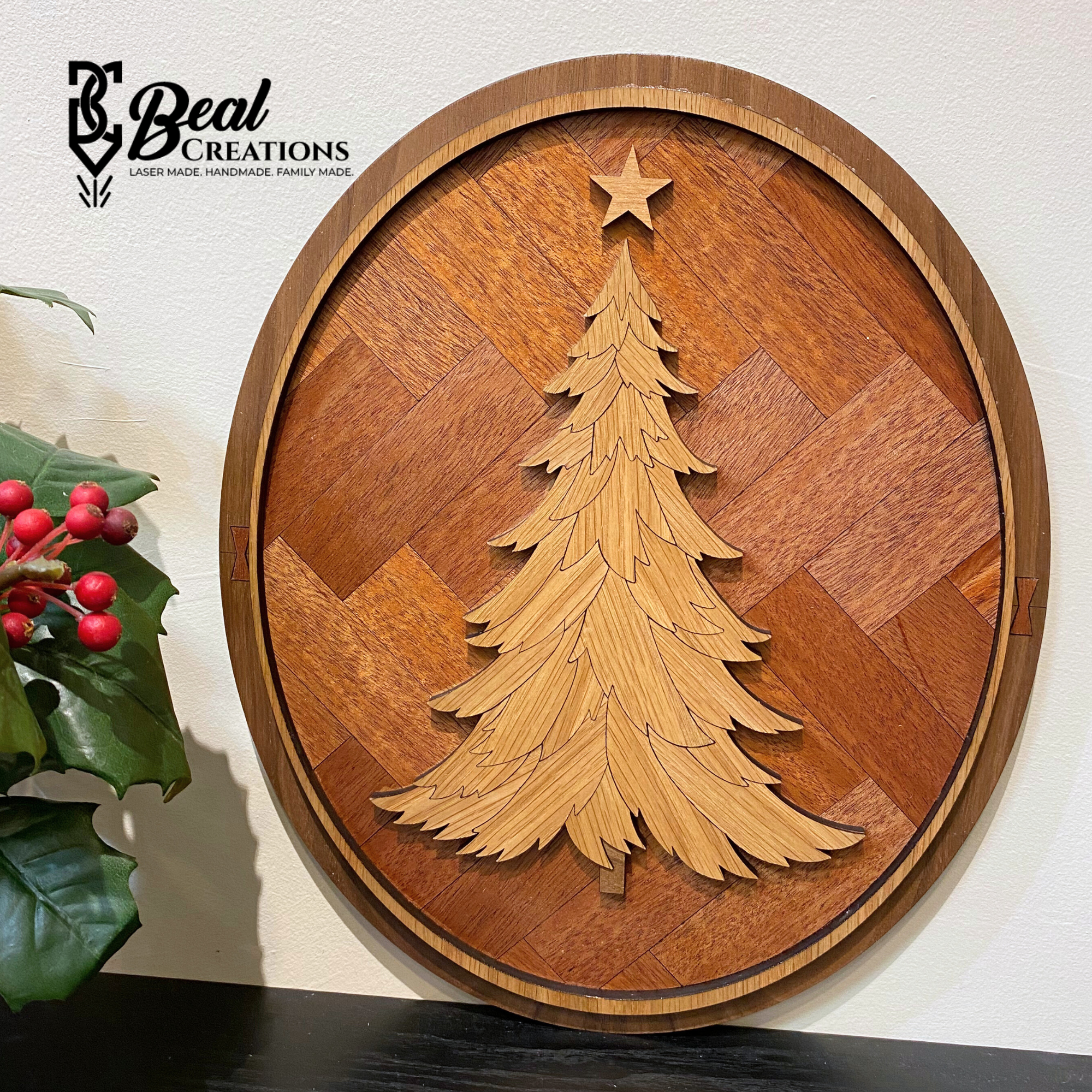 Herringbone Christmas Tree Wooden Wall Art 1