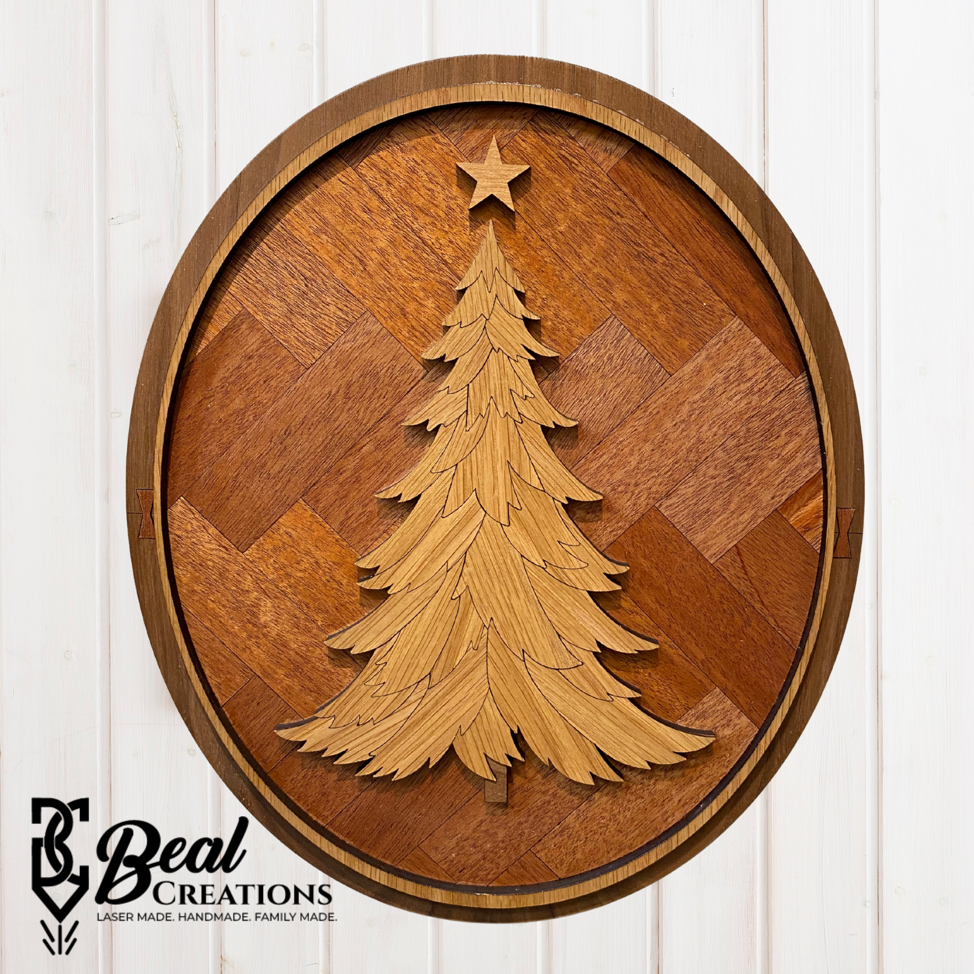 Herringbone Christmas Tree Wooden Wall Art 2