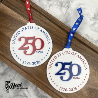 United States 250 Years Celebration Ornament America Red White Blue Patriotic 1